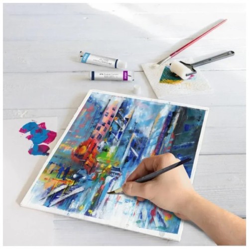 Акрилові фарби Faber-Castell Creative Studio, з 4 пензликами та полотном,12 туб х 9 мл, 12 кольорів (379280) (32662)