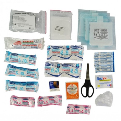 Автомобільна аптечка Poputchik "Євростандарт" згідно ТУ футляр м'який червоний (02-005-М)