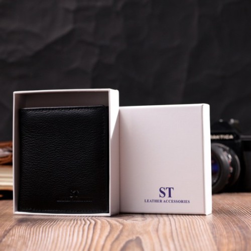 Гаманець ST Leather З натуральної шкіри Чорний (19466)