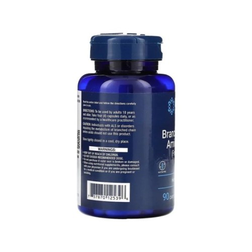 Вітамінно-мінеральний комплекс Life Extension Амінокислоти з розгалуженим ланцюгом, Branched Chain Amino Acids, 90 (LEX-12539)