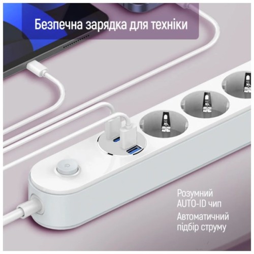 Мережевий фільтр живлення ColorWay CW-CHE44PDW