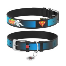Нашийник для тварин WAUDOG Design з QR паспортом "Супермен 2" L Ш 25 мм Д 37-48 см чорний (0025-1008-01)