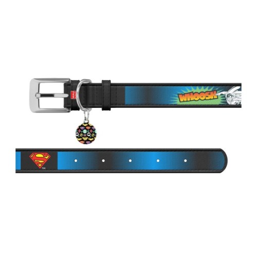 Нашийник для тварин WAUDOG Design з QR паспортом "Супермен 2" L Ш 25 мм Д 37-48 см чорний (0025-1008-01)