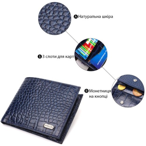 Портмоне Canpellini З натуральної шкіри Синє (21774)