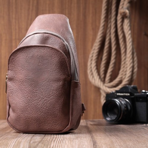 Сумка Vintage Компактна жіноча через плече з екошкіри Коричнева (22778)