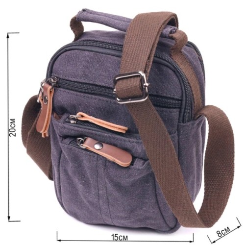 Сумка Vintage Чоловіча з щільного текстилю Чорна (21243)