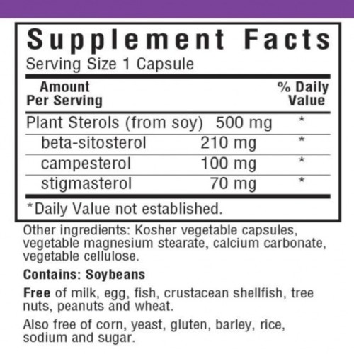 Трави Bluebonnet Nutrition Рослинні стерини 500мг, 60 вегетаріанських капсул (BLB1177)