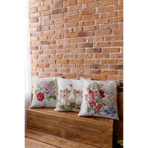 Подушка Прованс гобеленова декоративна Квіти в рамці 45х45 см (034203)