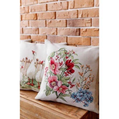 Подушка Прованс гобеленова декоративна Квіти в рамці 45х45 см (034203)