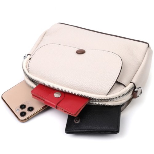 Сумка Vintage Маленька жіноча з натуральної шкіри Біла (22323)