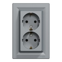Розетка Schneider Electric ASFORA із заземленням подвійна сталь 16А (EPH9900162)