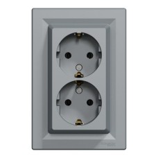 Розетка Schneider Electric ASFORA із заземленням подвійна сталь 16А (EPH9900162)