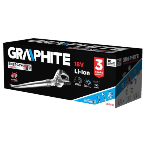 Повітродувка Graphite 18V Energy+, 190км/год, 1.2кг (без АКБ та ЗП) (58G031)