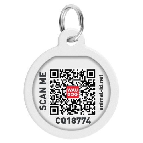 Адресник для тварин WAUDOG Smart ID з QR паспортом "Маршмеллоу", круг 25 мм (0625-0214)