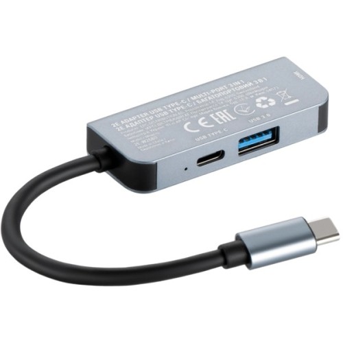 Концентратор 2E USB-C 4-in-1 1xUSB 3.0 + 1xUSB-C PD + HDMI 0.14m gray (2E-W2680)