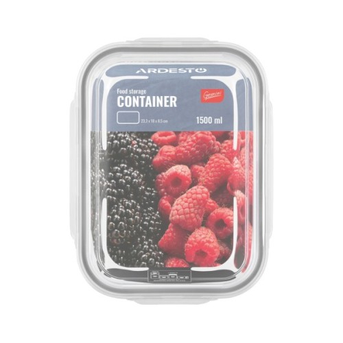 Харчовий контейнер Ardesto Gemini прямокутний, 1.5л, боросилікатне скло, прозорий (AR1215RCB)