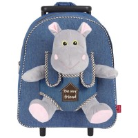 Рюкзак дитячий Perletti Toys Holly Hippo з м''якою іграшкою, на колесах, джинсовий (P13074)