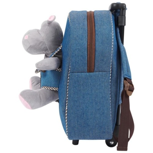 Рюкзак дитячий Perletti Toys Holly Hippo з м''якою іграшкою, на колесах, джинсовий (P13074)
