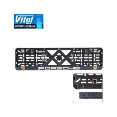 Рамка номерного знака Vitol з рельєфним написом PORSCHE (RN-VCH-15650-SR-PR-BN)