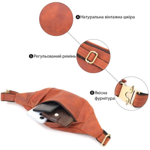 Сумка Shvigel З натуральної шкіри Руда (23122)