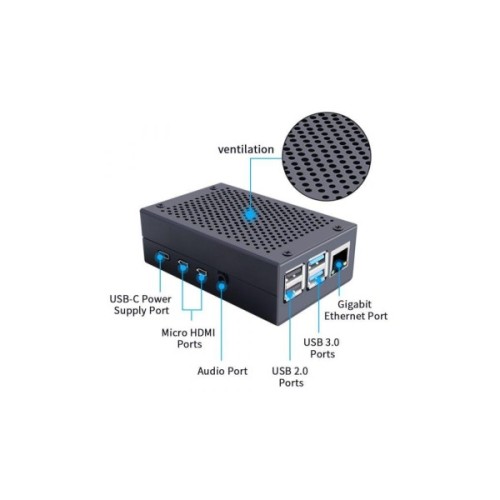 Корпус для Мікро ПК Pi HUT Raspberry Pi 4 aluminum black (102501)