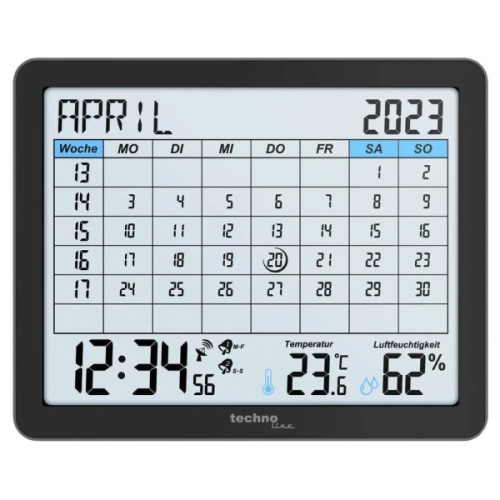 Настільний годинник Technoline календар WT2600 Black (DAS302467)