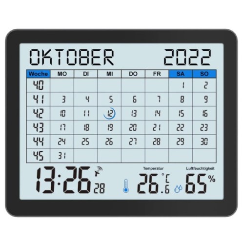 Настільний годинник Technoline календар WT2600 Black (DAS302467)