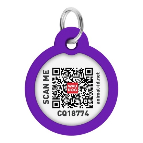 Адресник для тварин WAUDOG Smart ID з QR паспортом "Градієнт фіолетовий", коло 30 мм (230-4034)