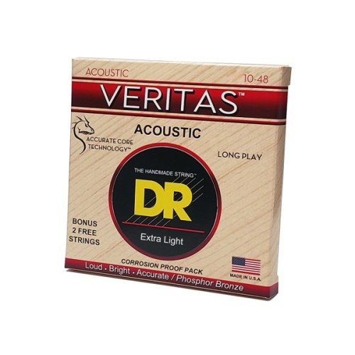 Струни для гітари DR Strings VERITAS Coated Core Acoustic Guitar Strings - Extra Light (10-48) (VTA-10)