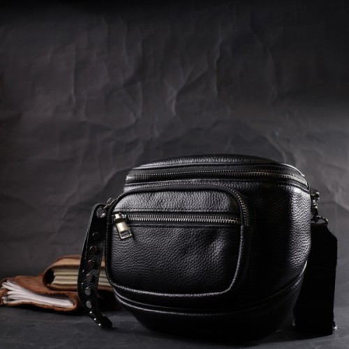 Сумка Vintage З натуральної шкіри Чорна (22388)