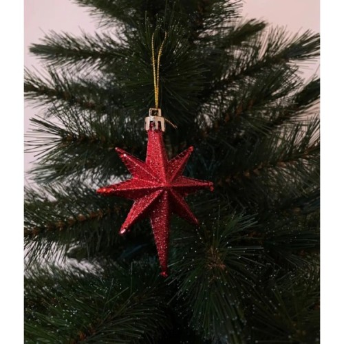 Ялинкова іграшка Chomik Зірки, 9 см, пластикові 4 шт, червоні (5901292631147_3)
