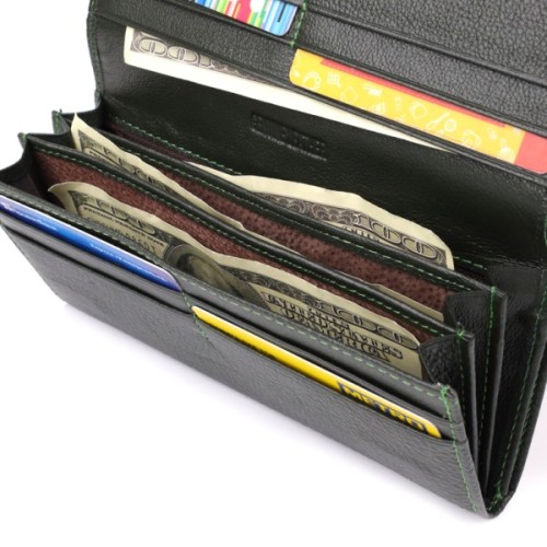 Гаманець ST Leather З натуральної шкіри Зелений (23106)