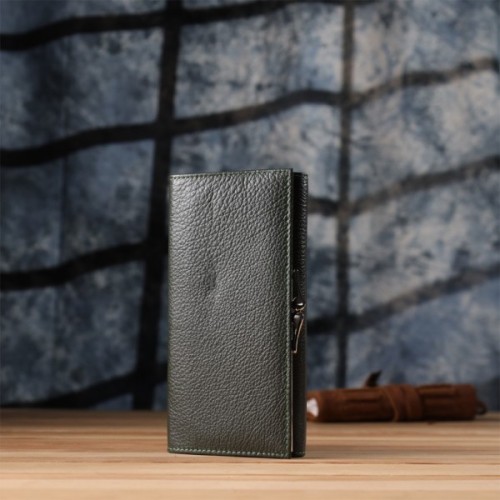 Гаманець ST Leather З натуральної шкіри Зелений (23106)