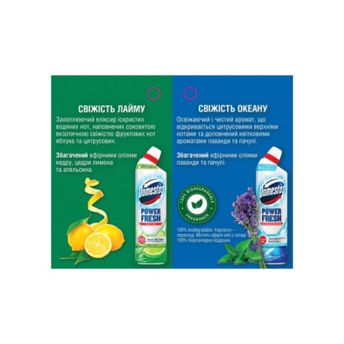 Засіб для чищення унітазу Domestos Aroma Power Свіжість океану 700 мл (8720182273406/8720181345951/8720182431240)