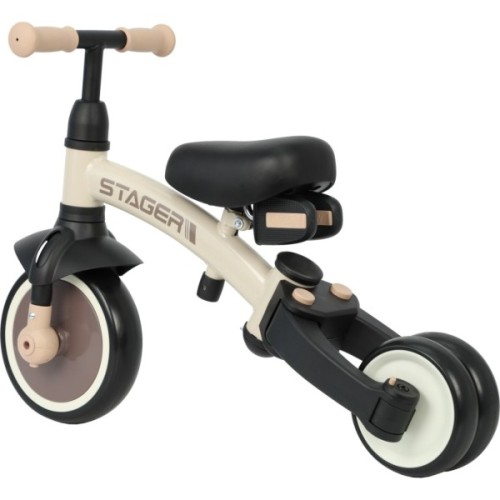 Дитячий велосипед QPlay Stager 3 в 1 з ручкою, біговел, Beige-Brown (T80STAGERBeigeBrown)