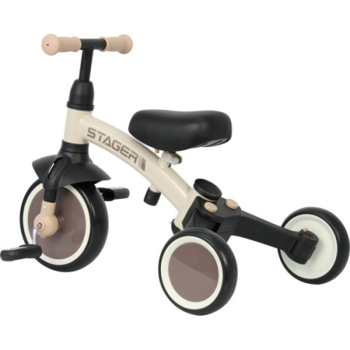 Дитячий велосипед QPlay Stager 3 в 1 з ручкою, біговел, Beige-Brown (T80STAGERBeigeBrown)