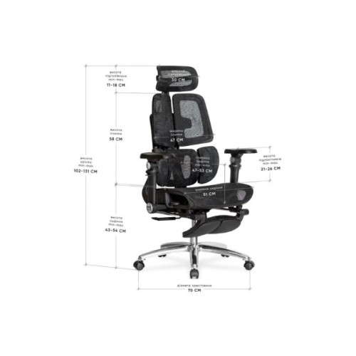 Офісне крісло Mealux S3 Air Plus Black (HF-S3 M/B)