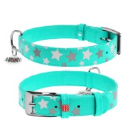Нашийник для тварин WAUDOG Glamour з QR паспортом "Зірочка" M Ш 25 мм Д 38-49 см ментоловий (358713)