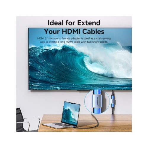 Перехідник HDMI F to HDMI F 8K Aluminum black Vention (AIUH0)