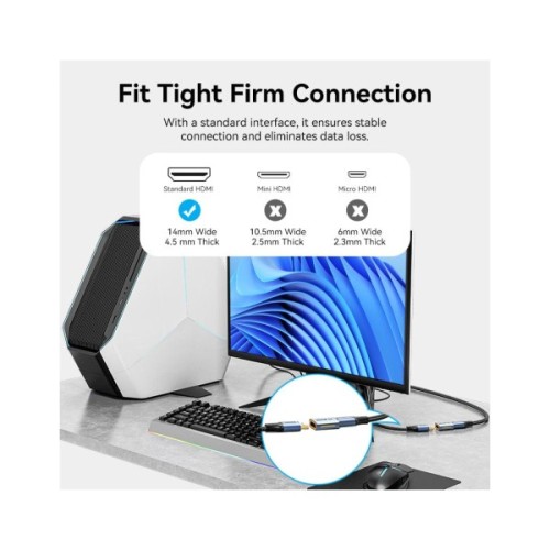 Перехідник HDMI F to HDMI F 8K Aluminum black Vention (AIUH0)