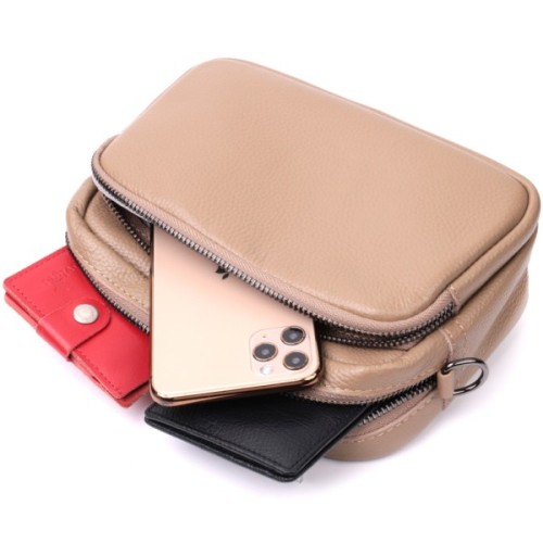 Сумка Vintage Жіноча крос-боді з натуральної шкіри Бежева (22293)