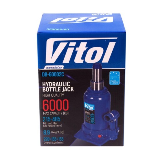 Домкрат Vitol DB-60002C/TF0602, телескопічний, гідравлічний, 6т, 2 циліндри, min 215мм, max 495мм (DB-60002C)