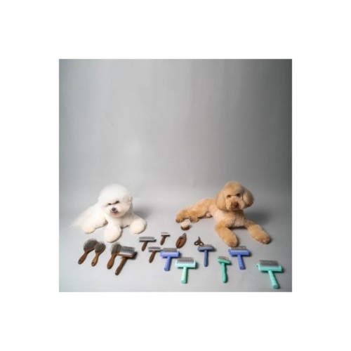 Гребінець для тварин Tauro Pro Line дерев'яна вигнута прямокутна, штифти 25 мм, фіолетова S (TPLB63650)