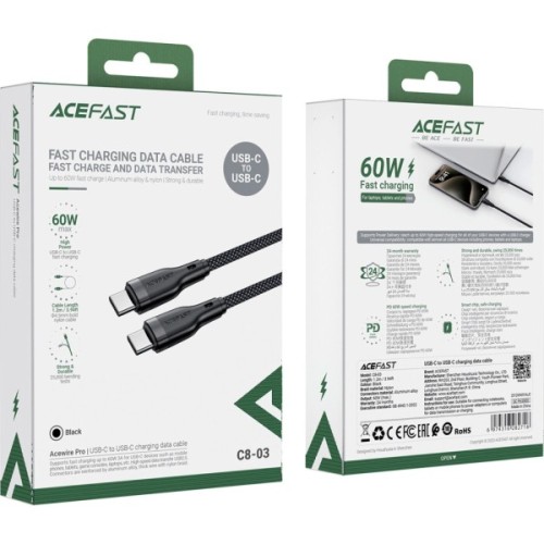 Дата кабель USB-C to USB-C 1.2m 3A C8-03 Acefast (6974316282716)