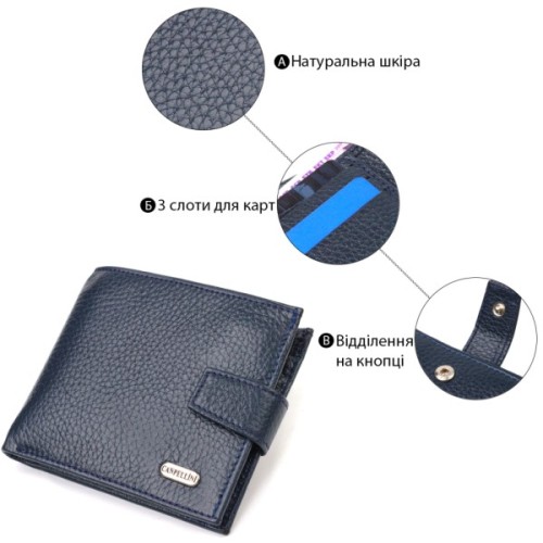 Гаманець Canpellini З натуральної шкіри Синій (21879)