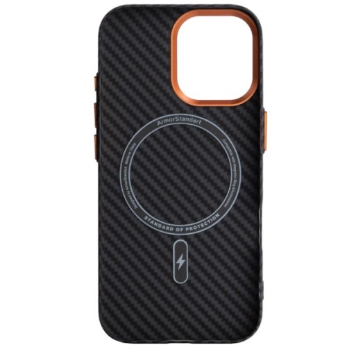 Чохол до мобільного телефона Armorstandart LikeCarbon2 SE MagCase Apple iPhone 17 Black Orange (ARM89160)