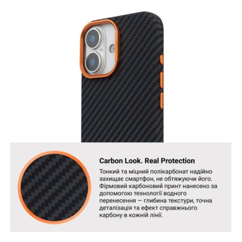 Чохол до мобільного телефона Armorstandart LikeCarbon2 SE MagCase Apple iPhone 17 Black Orange (ARM89160)