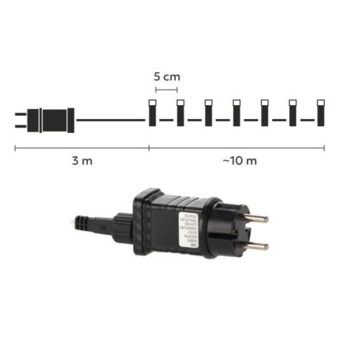 Гірлянда Chomik 200 LED 10м, теплий білий, IP44, від мережі (5900779879478)
