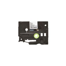 Стрічка для принтера етикеток UKRMARK B-TM9321P, 9мм х 8м, black on matte silver, совместимая с TZeM921, ламинированная (900501)