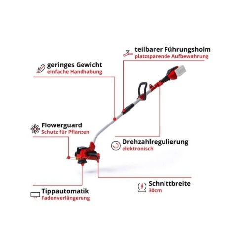 Тример садовий Einhell GE-CT 36/30 Li E - Solo PXC 36V, 30см, 9000об/хв, 3.1кг (без АКБ та ЗП) (3411300)